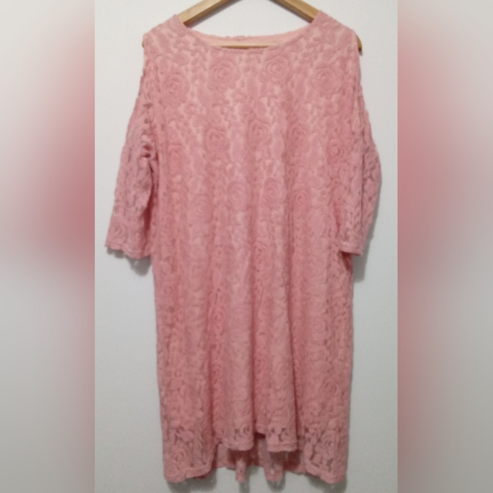 ​Grace + Emma Pink Floral Lace High-Low Shift Dress - Women's Large